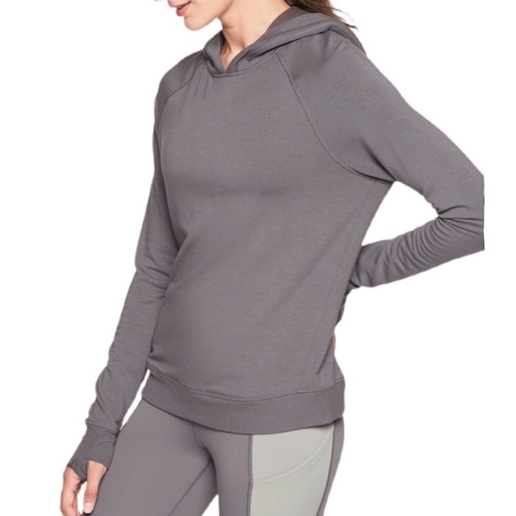 Athleta Tops - Athleta Criss Cross Back Hoodie Gray Flagstone